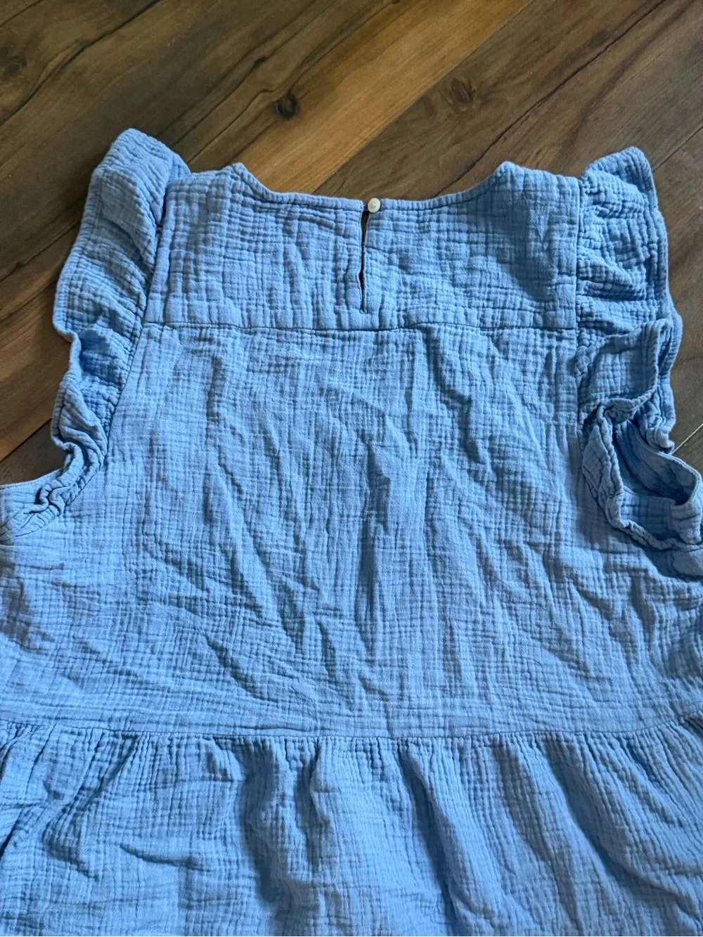 J Crew | Blue 100% Cotton Gauze Tiered Ruffle Sleeve Midi Dress | 14